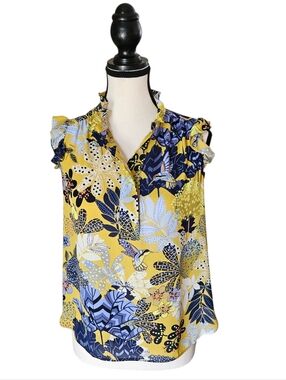 LOFT Yellow Floral Sleeveles Top - Size XSP